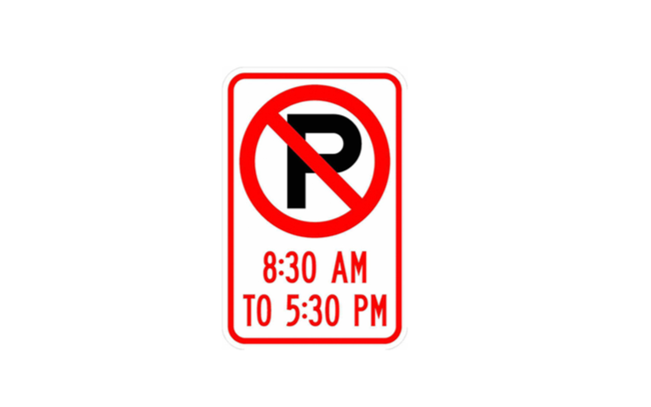 No Parking Between Hours Signs