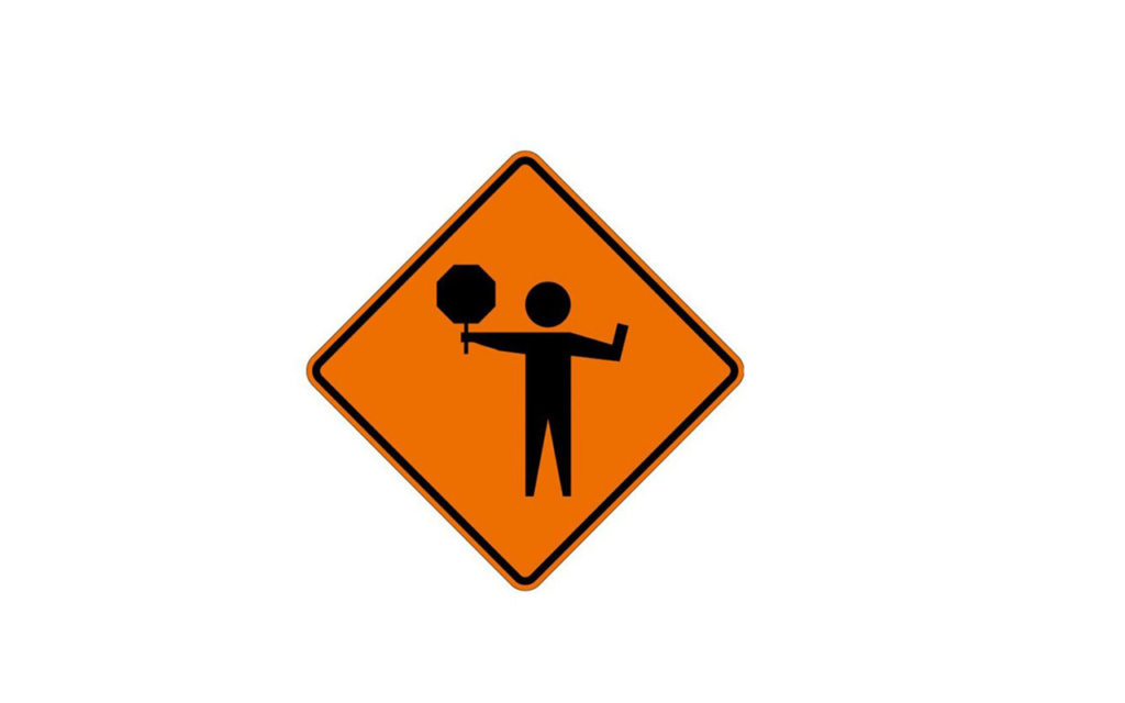 Flagger Ahead With Staff Symbol Roll Up Sign Traffic Safety Supply